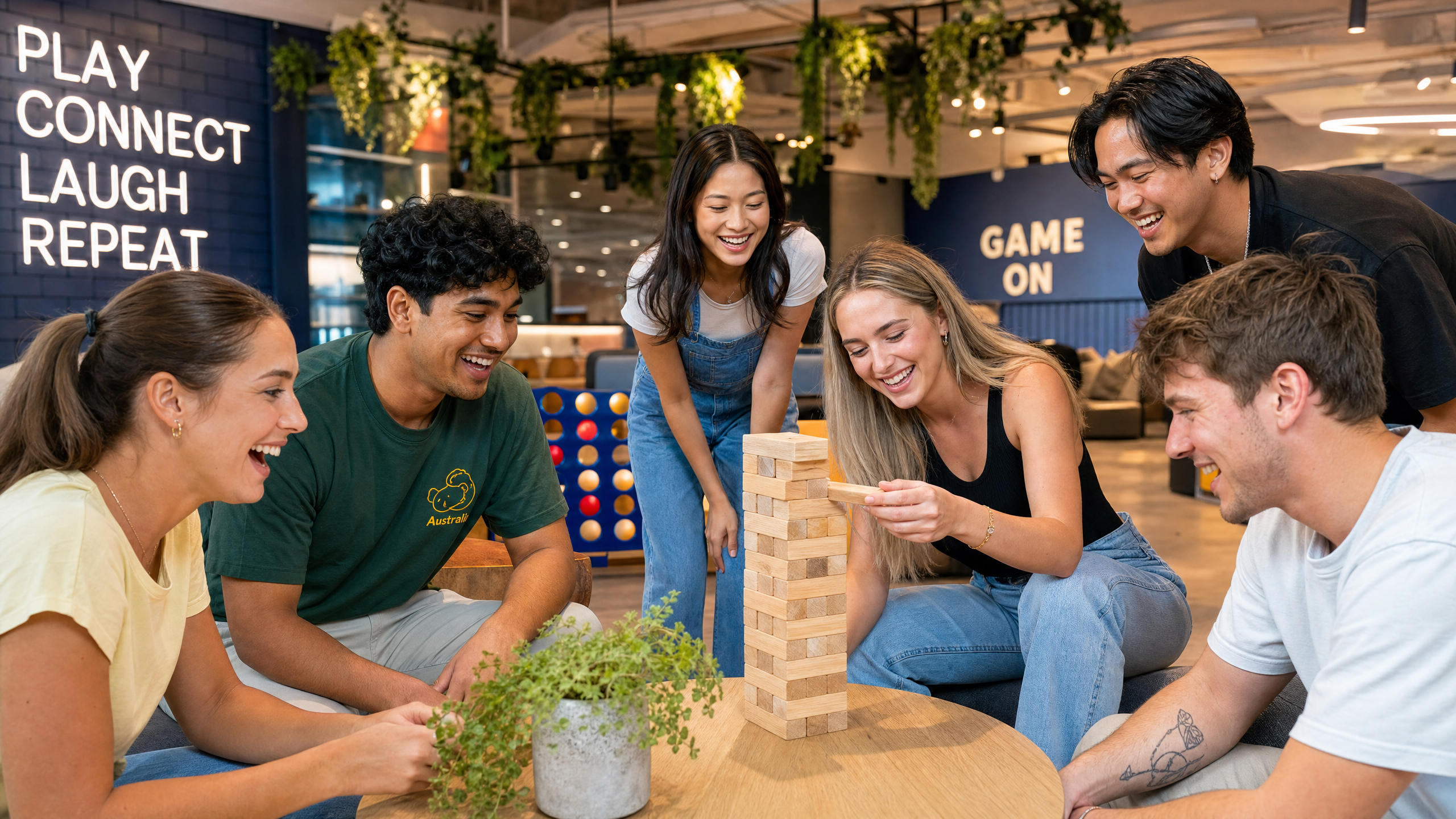 Friends playing social games together